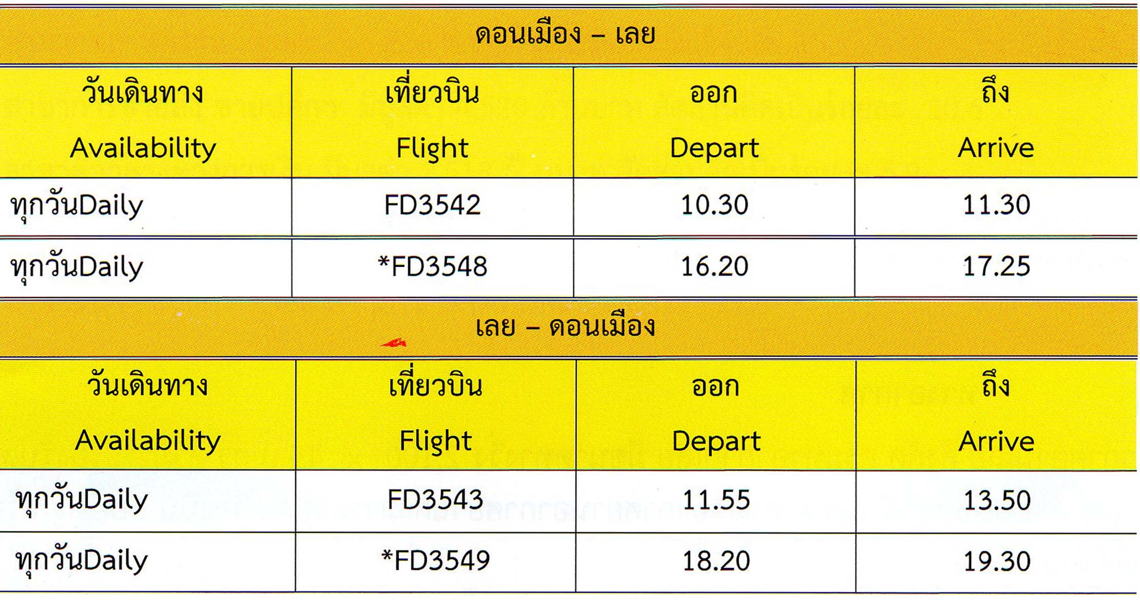 ตารางสายการบินแอร์เอเชีย